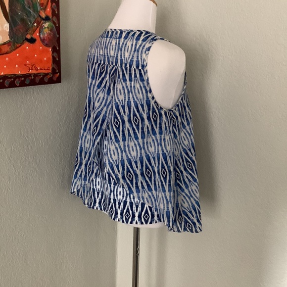 Anthropologie Meadow Rue layered sleeveless blue Ikat top small EUC - Picture 2 of 7